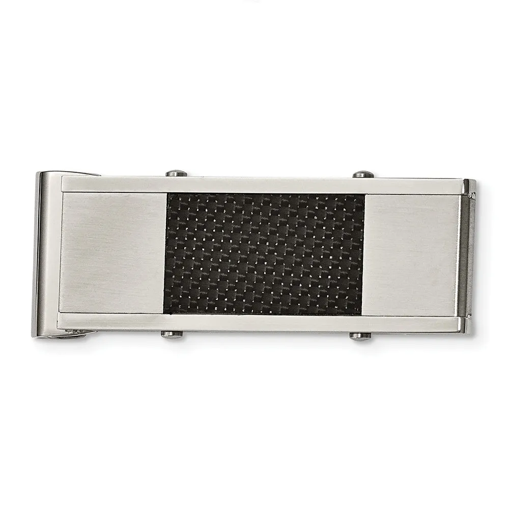 Stainless Steel & Black Carbon Fiber Money Clip