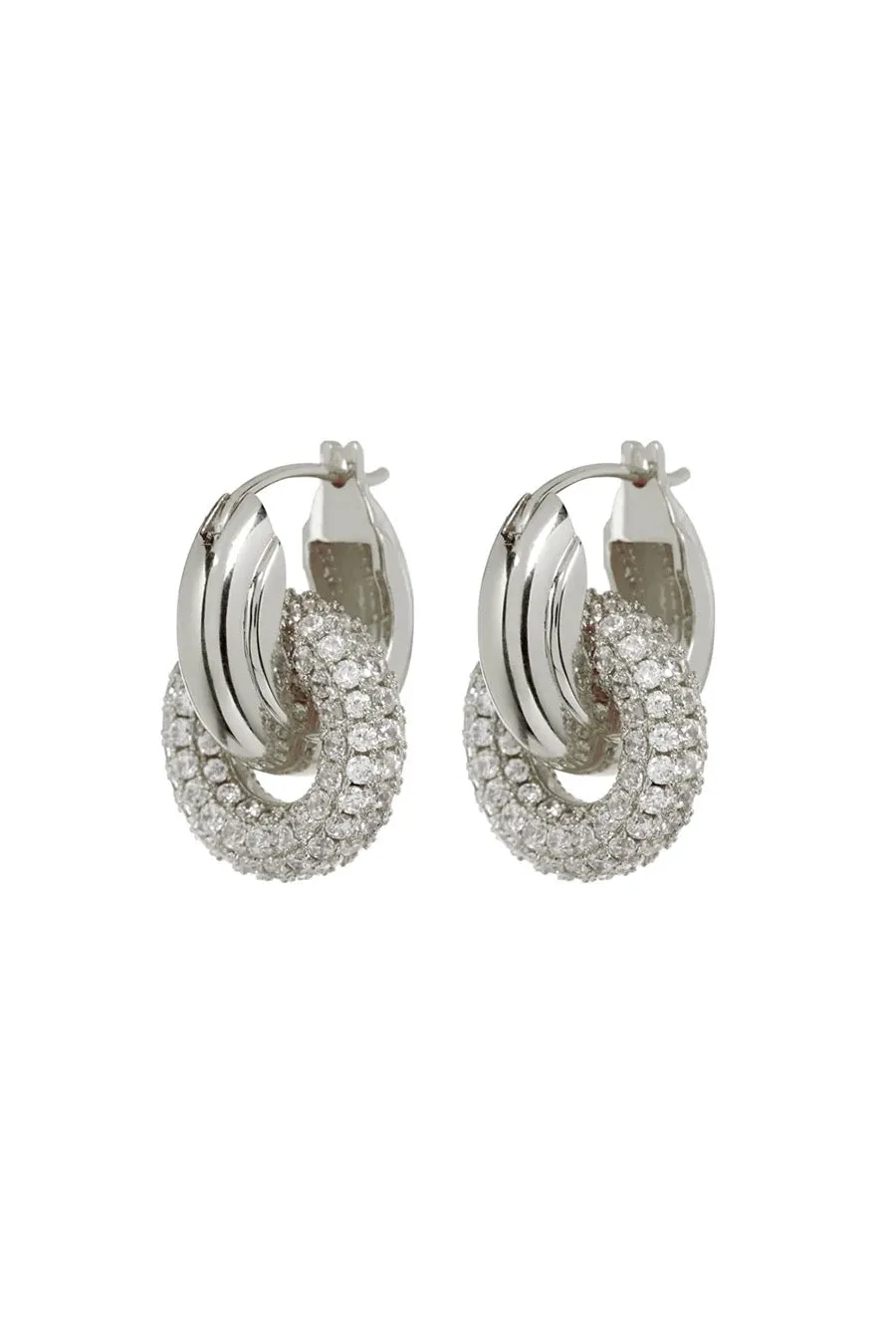 The Pave Interlock Hoops ~ Silver