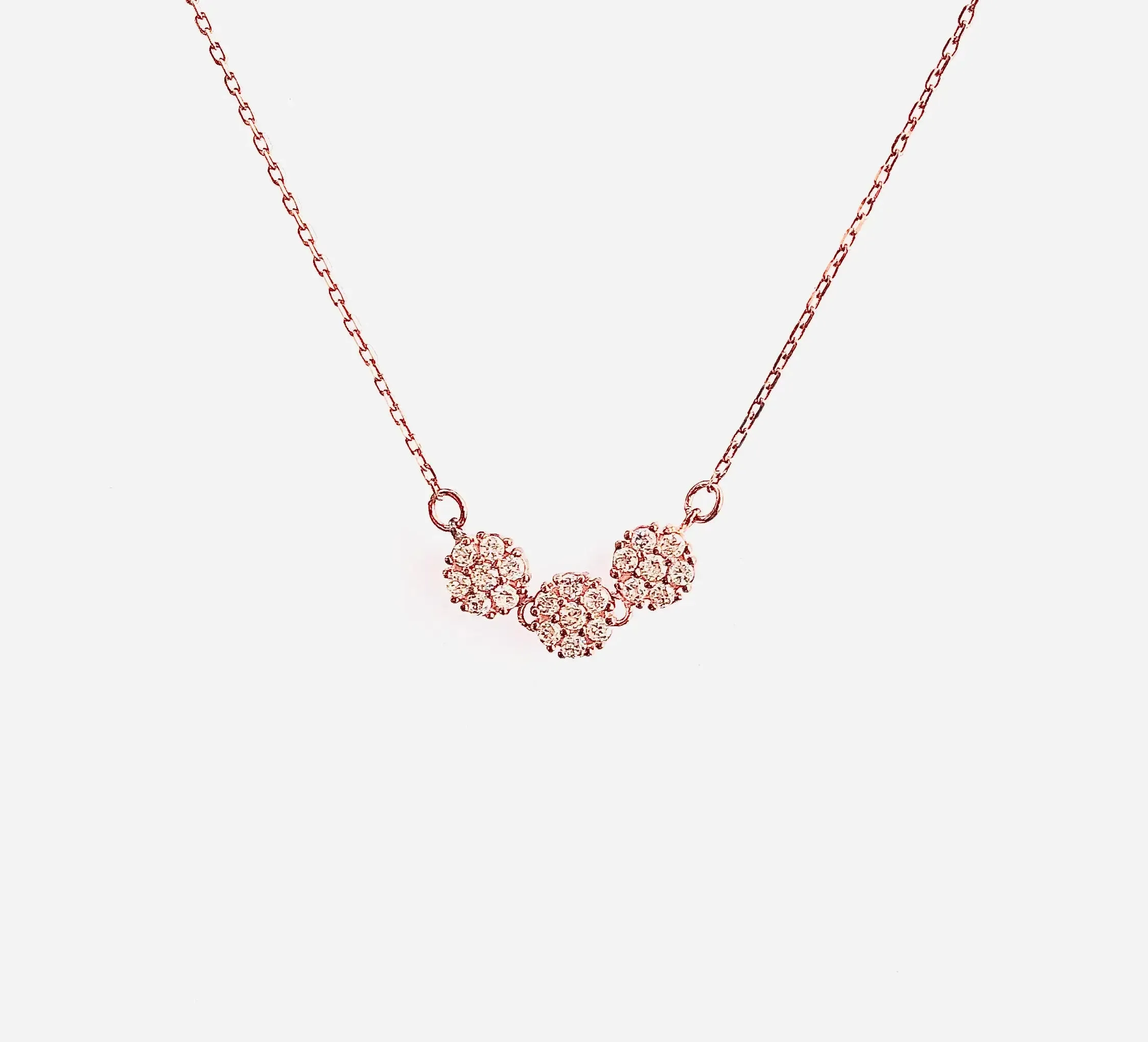 trio crystal rose gold chain (sterling silver coverered in rose gold) (limited)